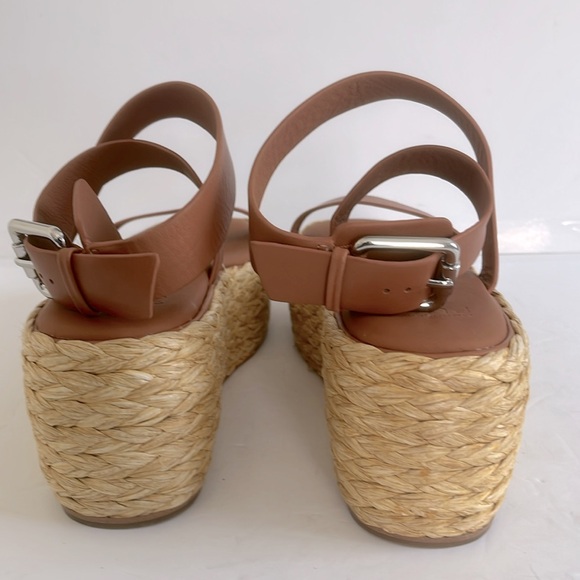 DONNA KARAN Pure $210 Lolah Ankle Strap Raffia Platform LEATHER Sandals Size 10 - Picture 7 of 10
